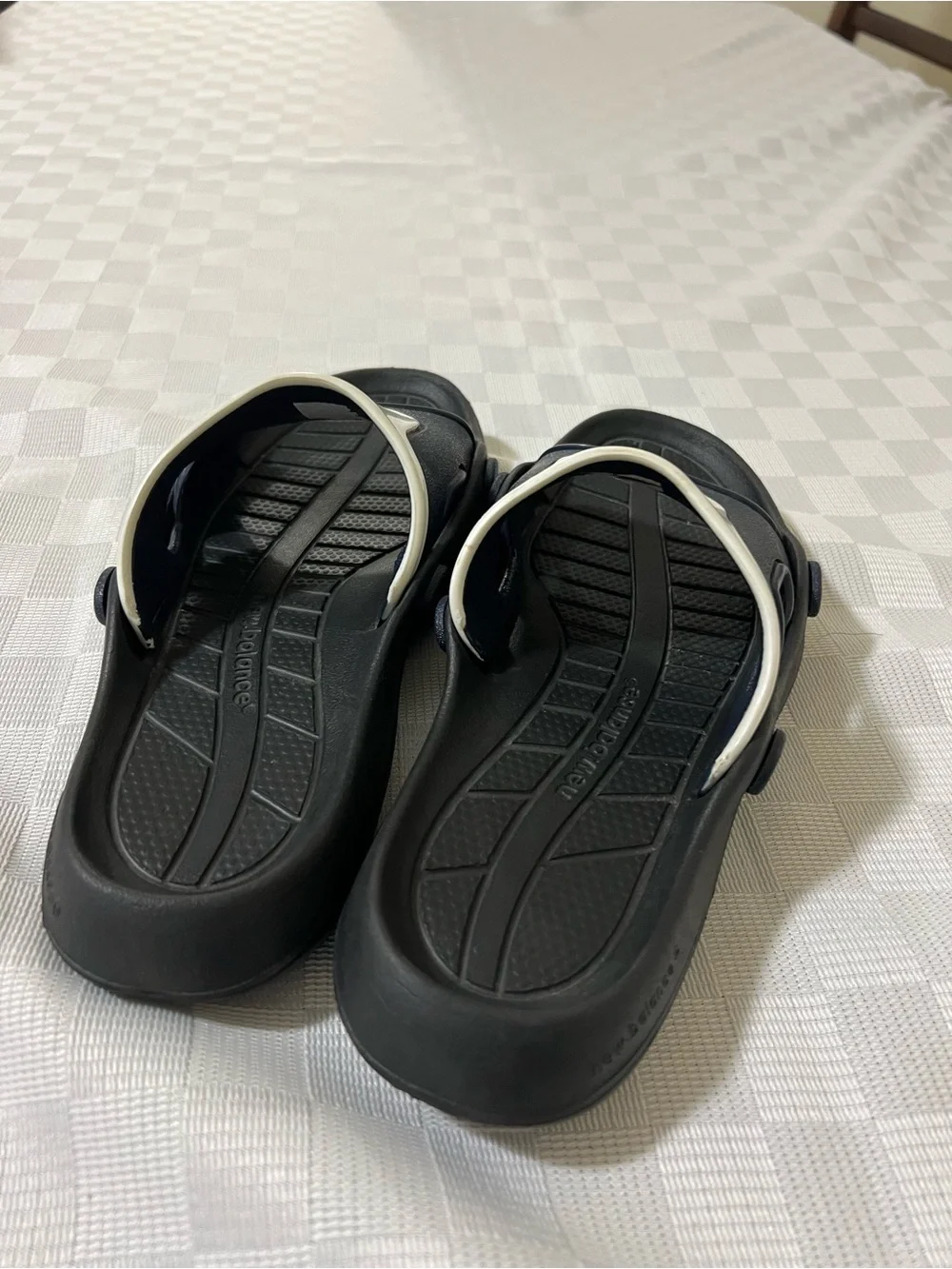 New Balance Black and White Kids Slide Sandals with Logo